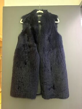 Shearling vest, 100% sheepskin, reversible. Dark Navy